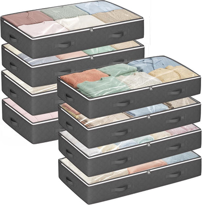 Budding Joy 95L Under Bed Storage Containers, 4 Pack Closet Organizers Grey