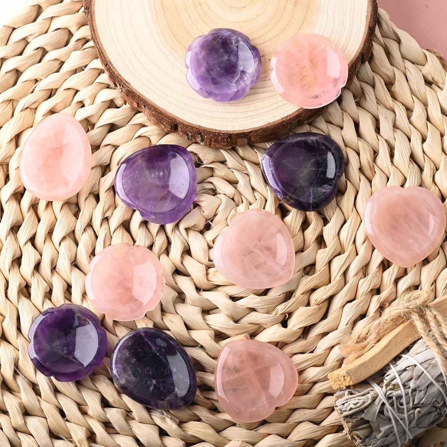 WHAL&YUNE Tiger Eye Obsidian Thumb Worry Stone for Anxiety, Healing Crystals Natural Oval Gemstone Meditation Reiki Balancing Accessories Gift for Stressed People- 1.8 inches