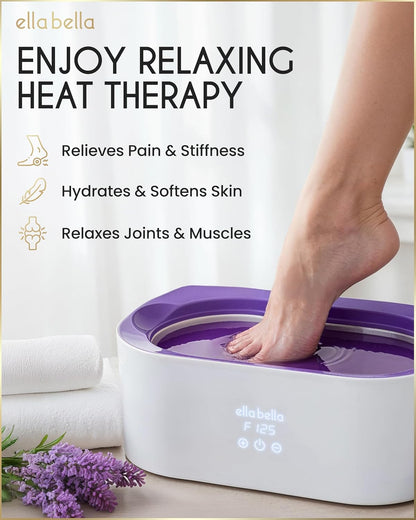 ELLA BELLA® Paraffin Wax Machine for Hand and Feet • Parafin Wax Warmer • Everything in One Kit – Paraffin Wax Refills, Mitts & Booties • Soothing Relief with Parrafin Wax • At Home Spa Experience
