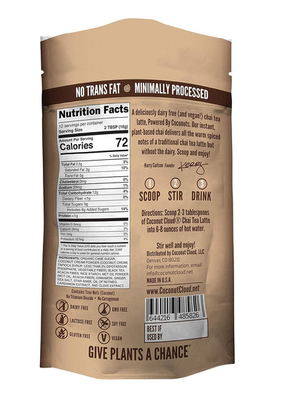 Coconut Cloud: Vegan Spiced Chai Tea Latte | Creamy, Delicious & Easy Dairy Free Alternative. Made in Colorado (Lightly Sweetened, Gluten Free, Soy Free), 16 oz