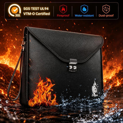 6400°F Fireproof Document Bag with Lock, UL94 VTM-1 Certified