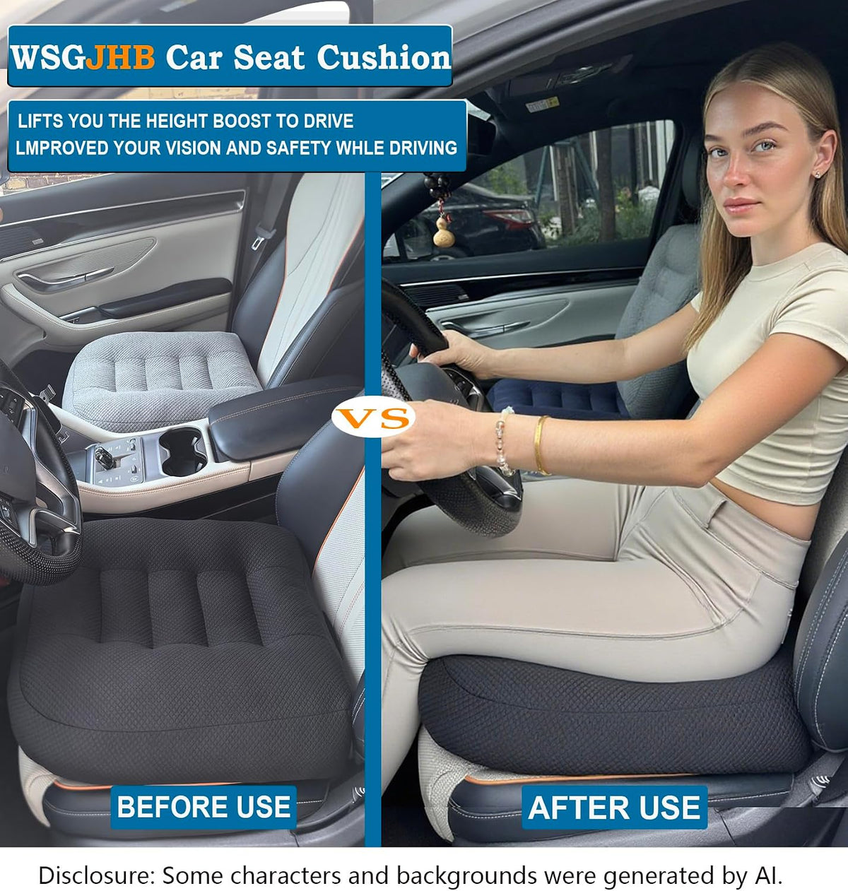 WSGJHB Car Booster Seat Cushion Posture Cushion for Long Sitting