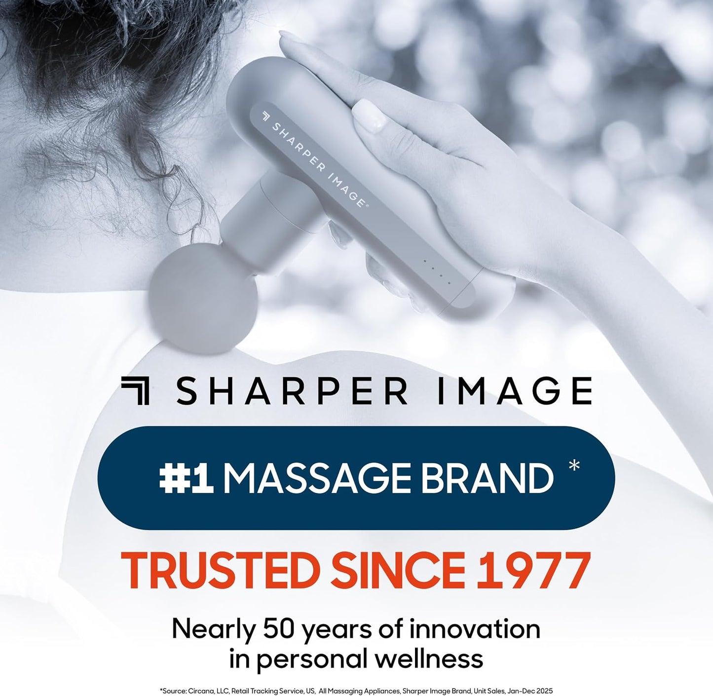 Sharper Image PowerBoost Max Massage Gun [2026 Version] Anti-Stall Deep Tissue Percussion Massager| 7 Speeds| Workout Muscle Recovery| Pain Relief| Back & Shoulder Massage Tool| Gifts for Men Women