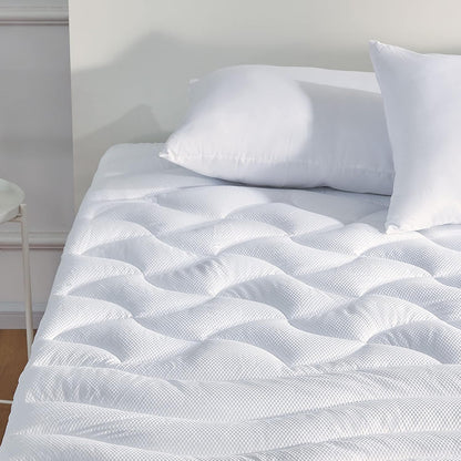 SLEEP ZONE Cooling Queen Mattress Topper, Premium Zoned Cool Mattress Pad Cover, Padded Mattress Protector Breathable Washable, Deep Pocket 8-21" (Grey, Queen)