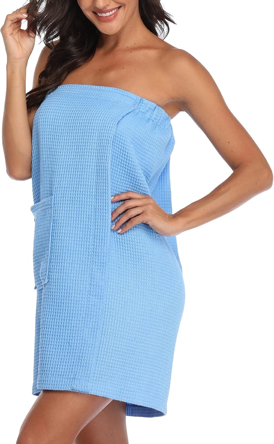 sunshinemall Women's Lightweight Bath Shower Wrap Waffle Spa Robes Bathrobe Quick Dry Cover Up with Adjustable Closure