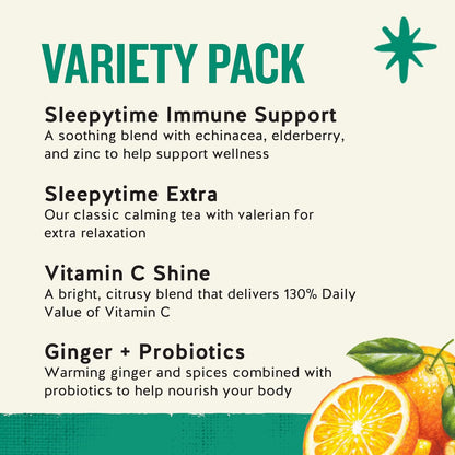 Celestial Seasonings Everyday Wellness Tea Variety Pack, Caffeine Free, 16 Tea Bags Box