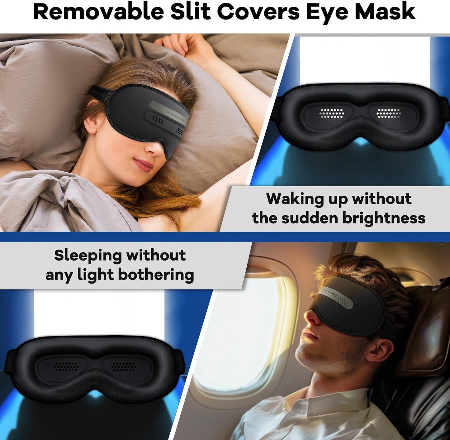 Blackout Weighted Eye Mask for Sleeping: 3D Contoured Gentle-Pressure Sleep Mask for Men & Women - Airplane Travel & Night Shift Essentials, Zero Eye Pressure, Breathable Blindfold, Black