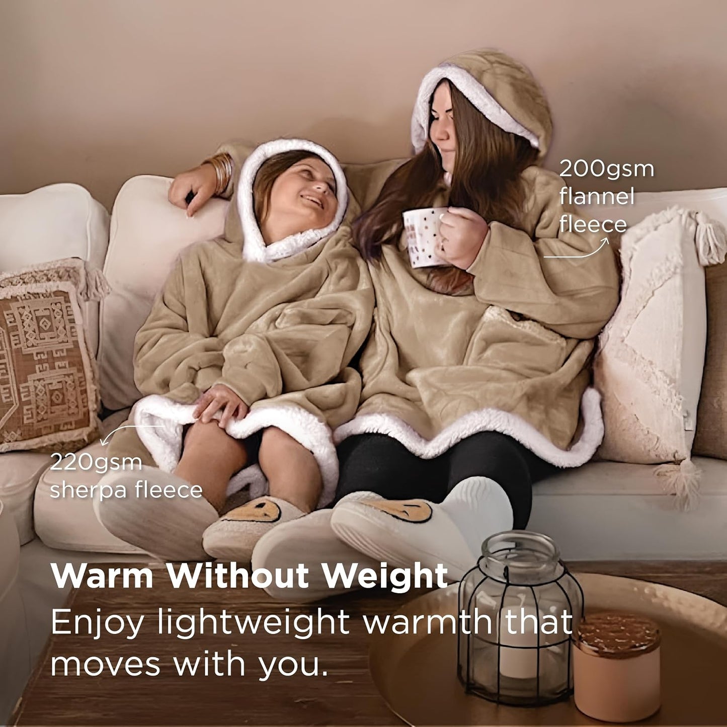 Bedsure Blanket Hoodie, Wearable Blanket Hoodie as Gifts for Mom, Birthday Gifts for Women Kids Teens Mother's Day Sherpa Sweatshirt, Grey, Standard