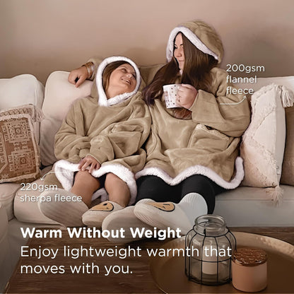 Bedsure Blanket Hoodie, Wearable Blanket Hoodie as Gifts for Mom, Birthday Gifts for Women Kids Teens Mother's Day Sherpa Sweatshirt, Grey, Standard