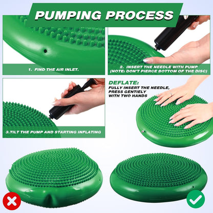 Leitee 10 Pcs Wobble Cushion Inflated Wiggle Seats 13.4'' Balance Disc with Air Pump Sensory Flexible Seat Balance Pad for Focus Sensory Training Core Stability Physical Exercise Home Office