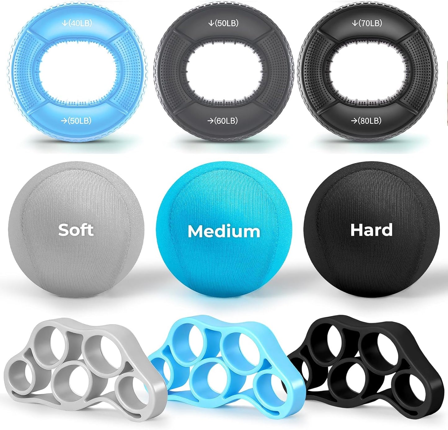 Hand Gripper Strengthener Set - Hand Grip Strengthener, Stress Balls for Adults,Grip Strength Trainer for Hand Sensitivity Training,Hand Rehabilitation Exercising