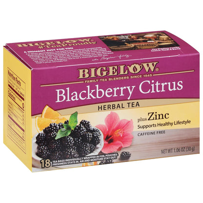 Bigelow Tea Blackberry Citrus Plus Zinc Herbal Tea, 18 Count (Pack of 6)