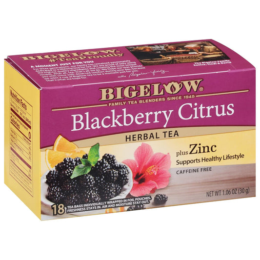 Bigelow Tea Blackberry Citrus Plus Zinc Herbal Tea, 18 Count (Pack of 6)