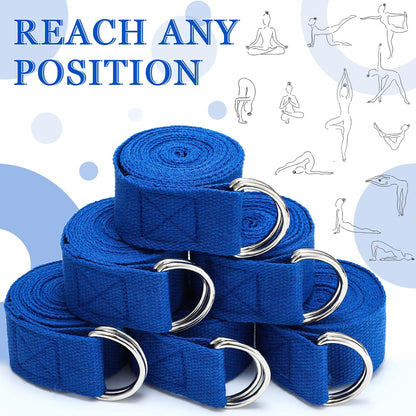 6 Pcs Yoga Straps for Stretching 8 Ft, Safe D Ring Buckle