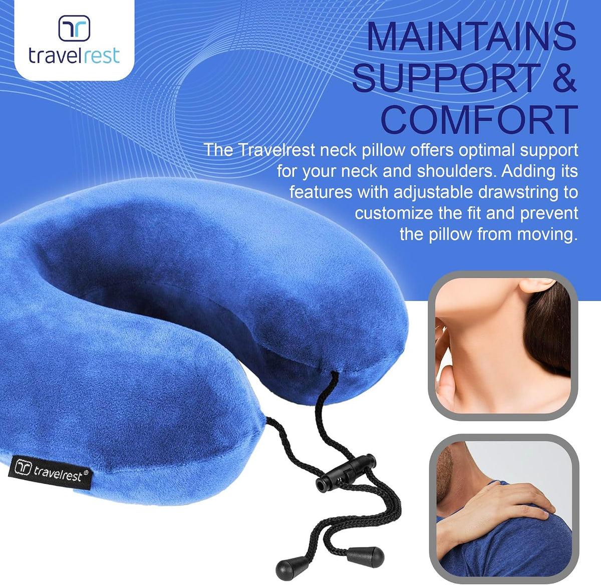 TRAVELREST Nest Neck Pillow Travel Essentials - Memory Foam Support - Grey