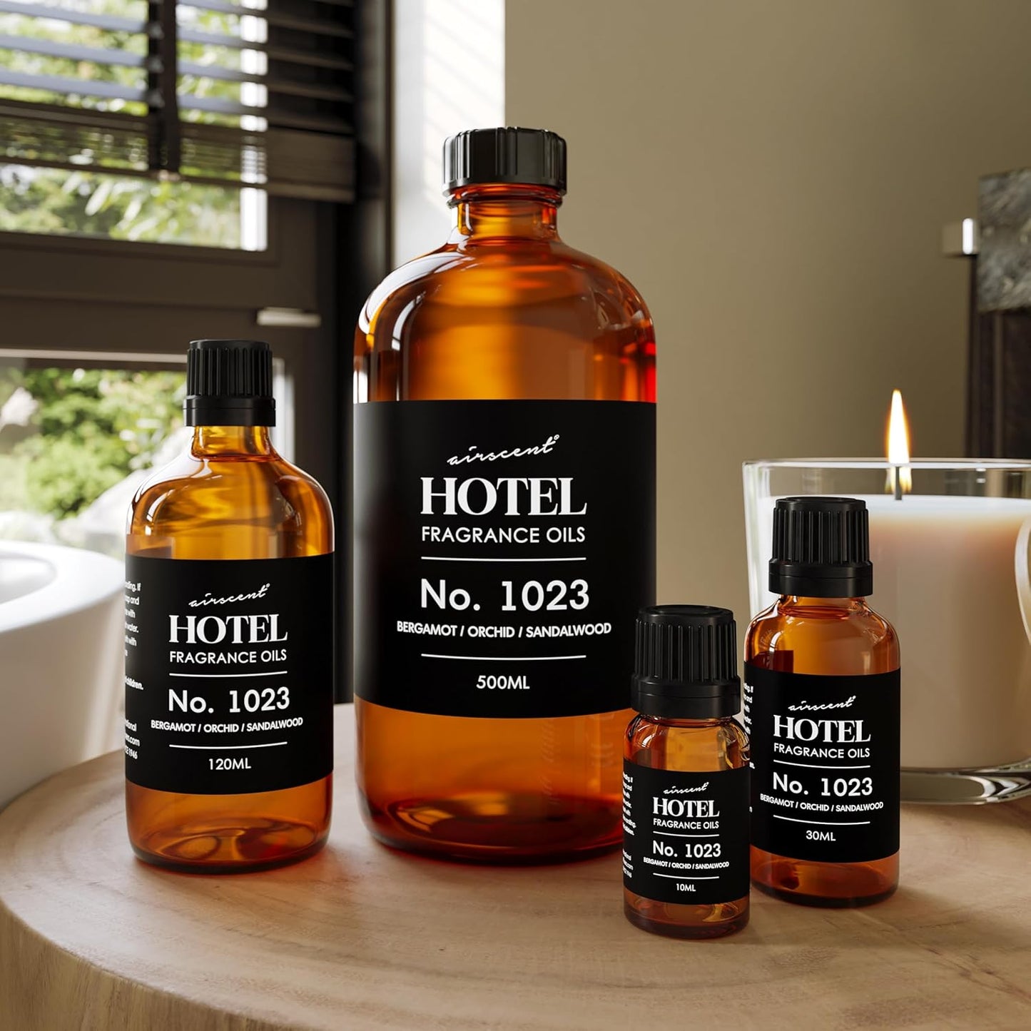 AirScent Hotel Diffuser Oil No. 1023 - Baccarat Hotel Inspired - 120 mL | Bergamot Orchid Sandalwood - Premium Fragrance Oil for Ultrasonic and Waterless Diffusers and Crafting - 4 fl oz Bottle
