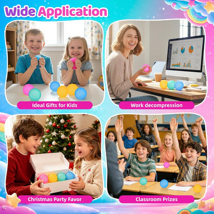 4 Packs Stress Balls for Kids Adult, Stretch and Squeeze Stress Balls for Anxiety Relief, Sensory Squishy Ball for Classroom Prizes Birthday Party Favor Gifts (Squeeze Ball)