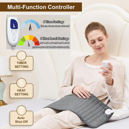 12"x24" Heating pad, Electric Heat Pad 6 Heating &4 Timer Setting