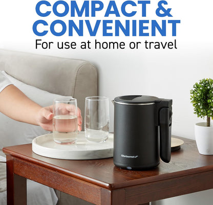 Elite Gourmet 1.7L Dual-Wall Cool-Touch Tea Kettle, Touchscreen, Black
