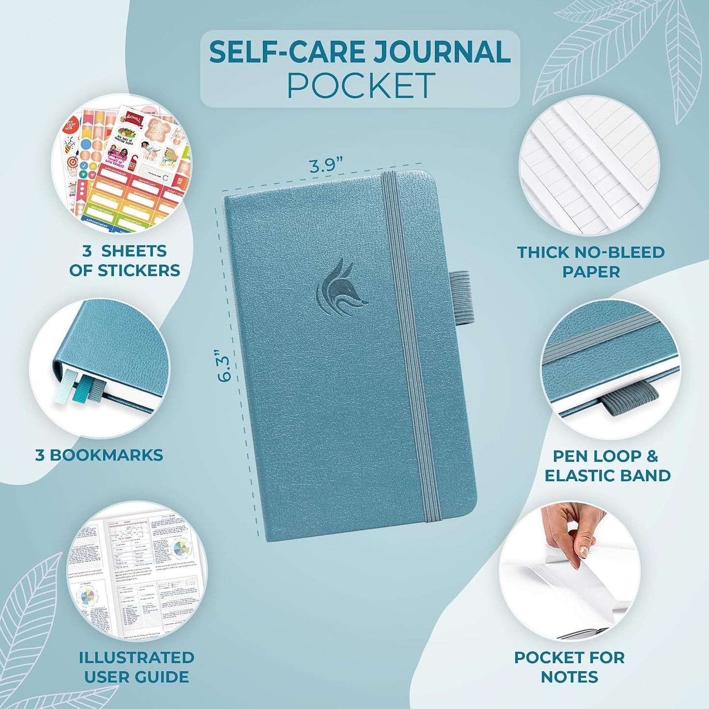 Clever Fox Self-Care Journal – Daily Reflection Notebook – Mental Health & Personal Development Planner, Meditation & Mood Log, A5 (Aquamarine)