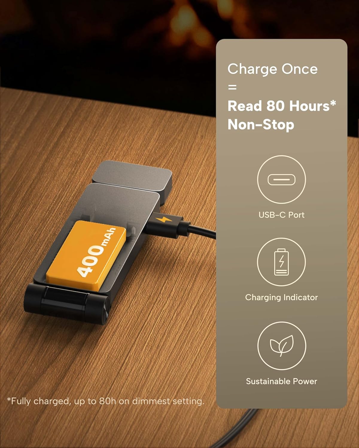 86lux Book Light, Rechargeable Clip-On LED Reading Light for Bed & Night Use - 3 Color Temperatures with Stepless Dimming, Ultralight Bookmark Design for Book Lovers, Grey