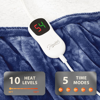 Homemate Electric Heated Blanket Twin - 62"x84" Heating Bed Blankets Throw with 10 Heating Levels 8 Hours Auto Off Fast Heating Over-Heated Protection Ultra Soft Warm Flannel ETL Certified Grey - Colors A