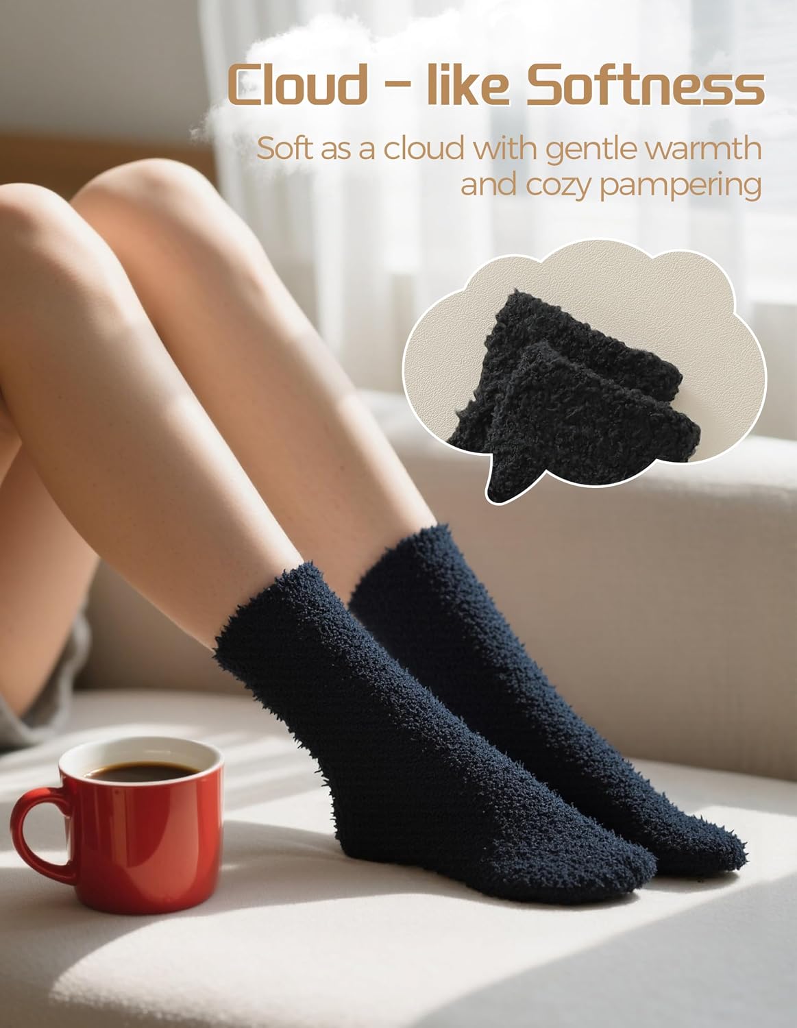 TEHOOK Warm & Cozy Gifts for Women, Fluffy Fuzzy Plush Sleeping Slipper Socks - Soft Warm Fabric