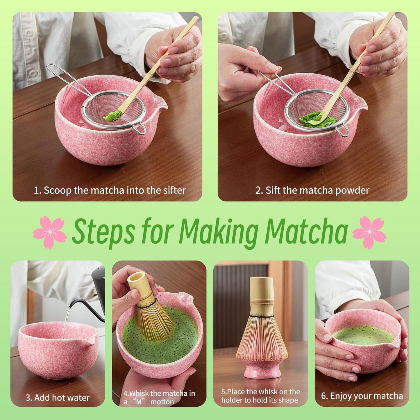 TEANAGOO Matcha Whisk Set Black,7 Pcs Matcha Set,Matcha Kit for Ceremony,Tradition Tea Set for Making Breakfast/Latte,Matcha Whisk Set with Bowl(Chawan)/Whisk and Holder,Gift for Family/Friend