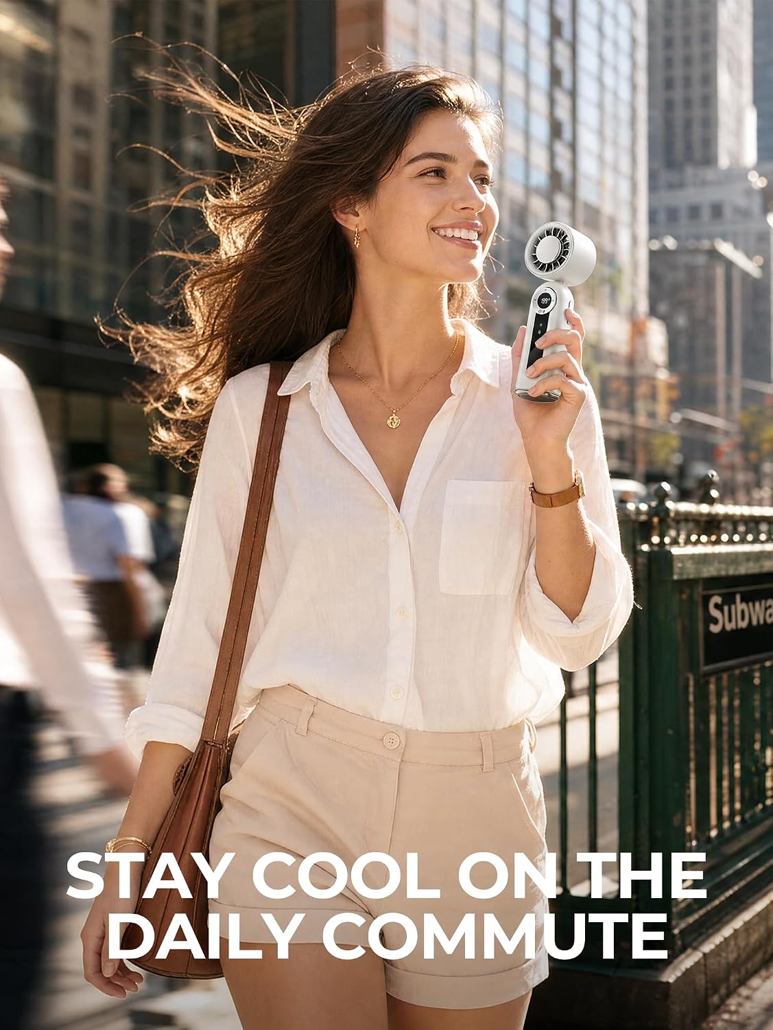 Rechargeable Handheld Fan with Cooling Plate, 199 Speeds and LED Display