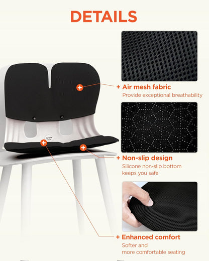 curble Grand– Extra Wide Ergonomic Seat Support, Sit Straighter Without Effort, Passive Posture Trainer for Office, Home & Car (Grey)