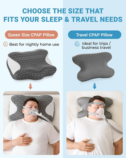 Elviros CPAP Pillow for Sleeping, HSA/FSA Ergonomic Adjustable Height Neck Support Memory Foam Bed Pillow for CPAP Users with Sleep Apnea, Suitable for Side and Back Sleepers