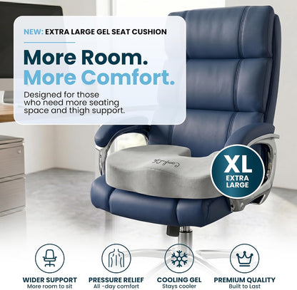 ComfiLife Gel Enhanced Seat Cushion – Office Chair Cushion – Non-Slip Gel & Memory Foam Coccyx Cushion for Tailbone Pain - Desk Chair Car Seat Cushion Driving - Sciatica & Back Pain Relief (Navy)