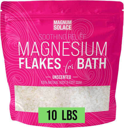 Magnesium Flakes for Bath - Magnesium Chloride Flakes Organic Pure - Unscented, 12 LBS