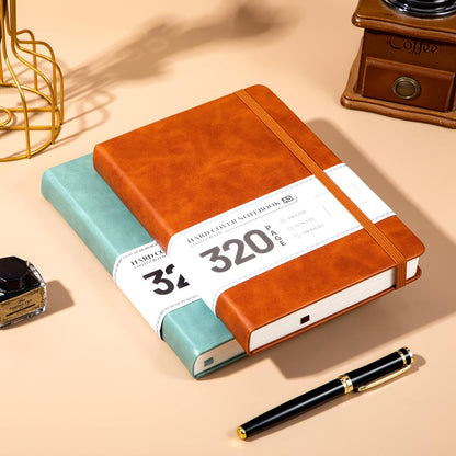 CAGIE Lined Journal Notebook for Women Men 320 Pages 100 Gsm Paper Thick Journaling Notebooks A5 Leather Journals for Writing Hardcover Journal Supplies for Work Note Taking Diary, 5.7x8.3 In, Green