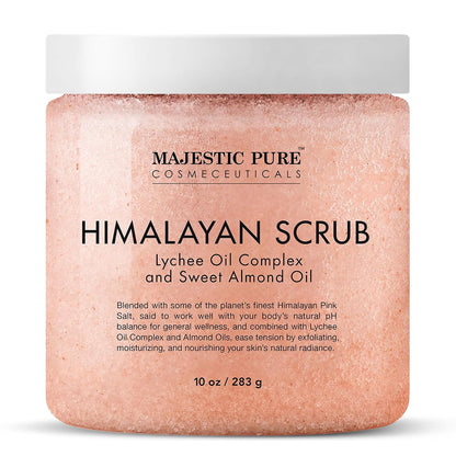 Majestic Pure Himalayan Salt Body Scrub, Lychee Oil Exfoliant, 10 Oz