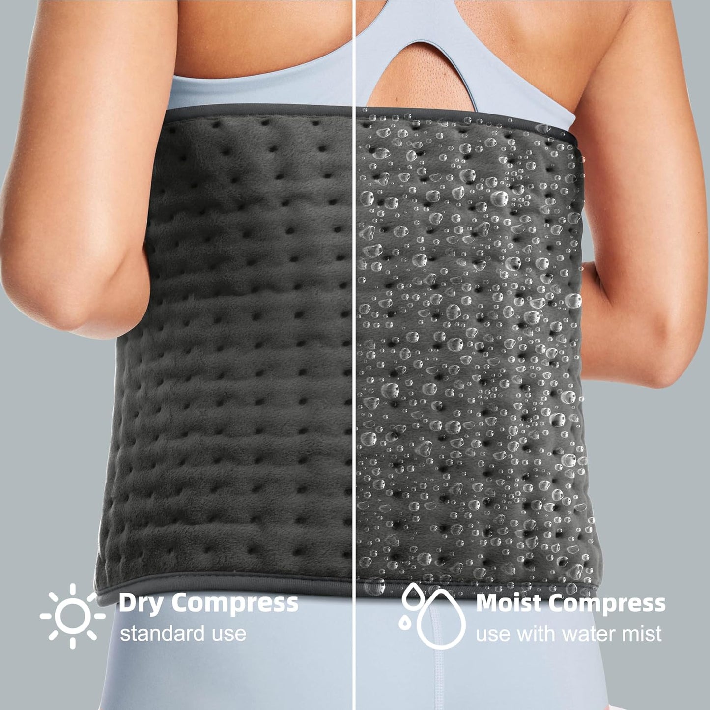 VALGELUIK Heating Pad for Back, Neck & Shoulder Pain Relief – 12"x24" Electric Heat Pad, Auto-Off, Machine Washable, Moist/Dry Heat Options – Thoughtful Mother's Day Gifts for Mom, Dad, Women & Men