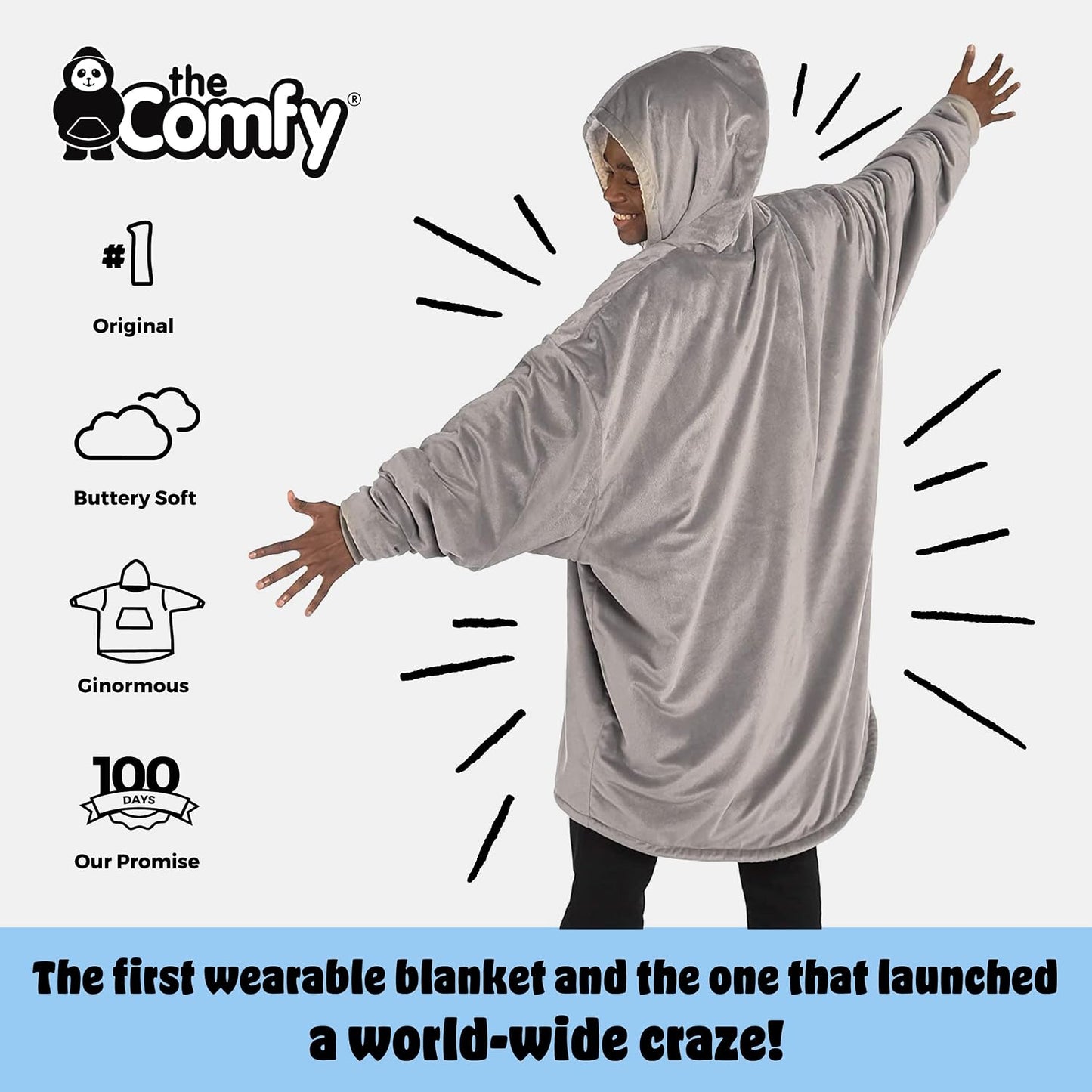 THE COMFY Original | From Shark Tank | Patented | Oversized Sherpa Wearable Blanket Hoodie| Gift for Women & Men | One Size