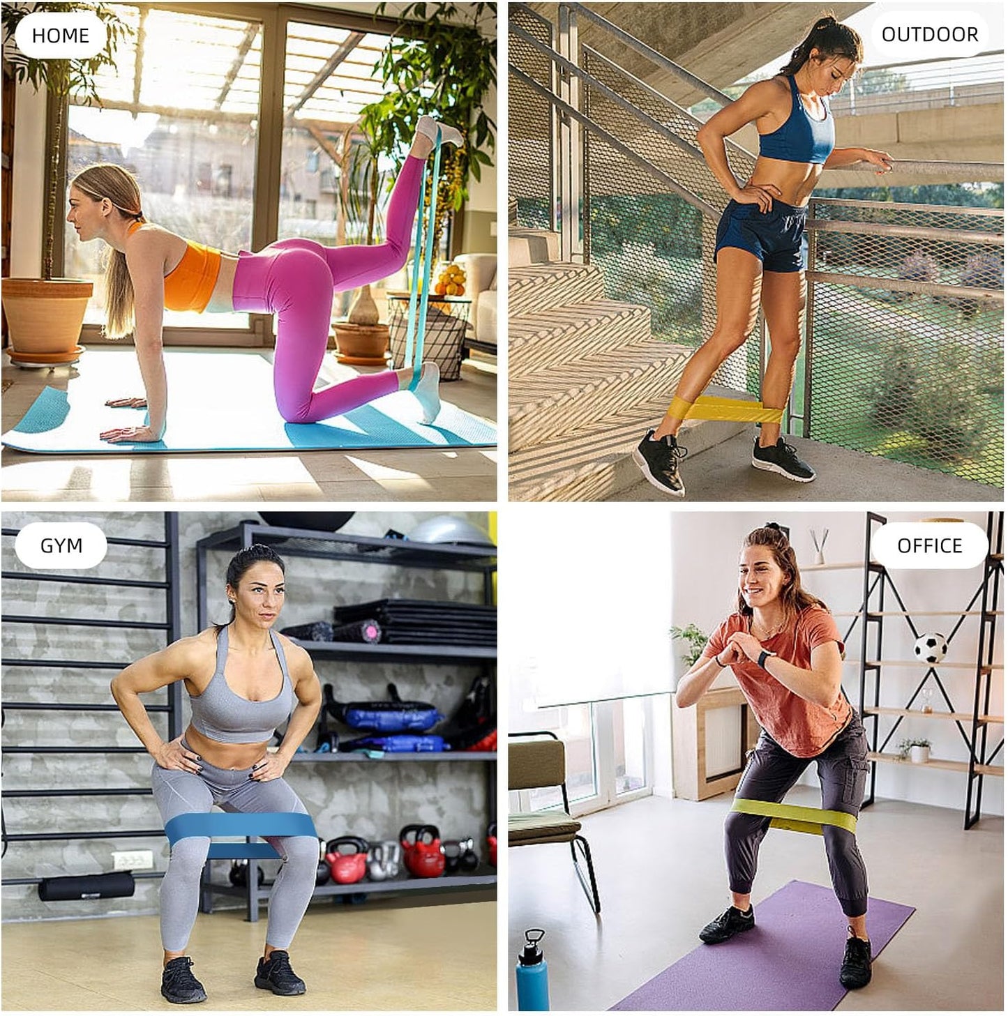 Resistance Loop Exercise Bands for Home Fitness, Yoga Pilates, Stretching, Strength Training, and Physical Therapy - Elastic Bands Set Workout Bands for Women&Men (5pcs Set)