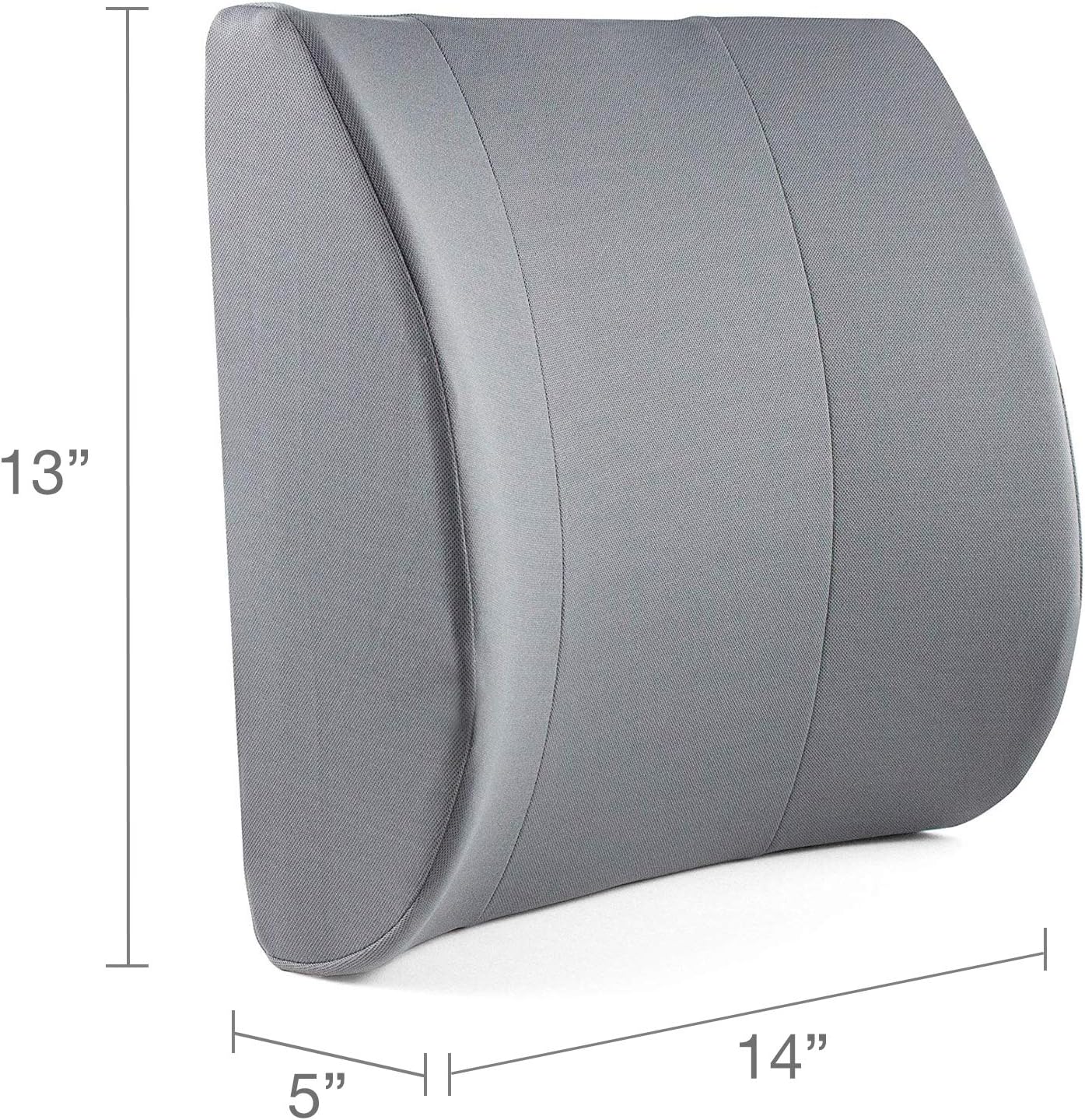 DMI Lumbar Support Pillow for Chair to Assist with Back Support with Removable Washable Cover and Firm Insert to Ease Lower Back Pain while Improving Posture, 14 x 13 x 5, Contoured Foam, Elite, Gray
