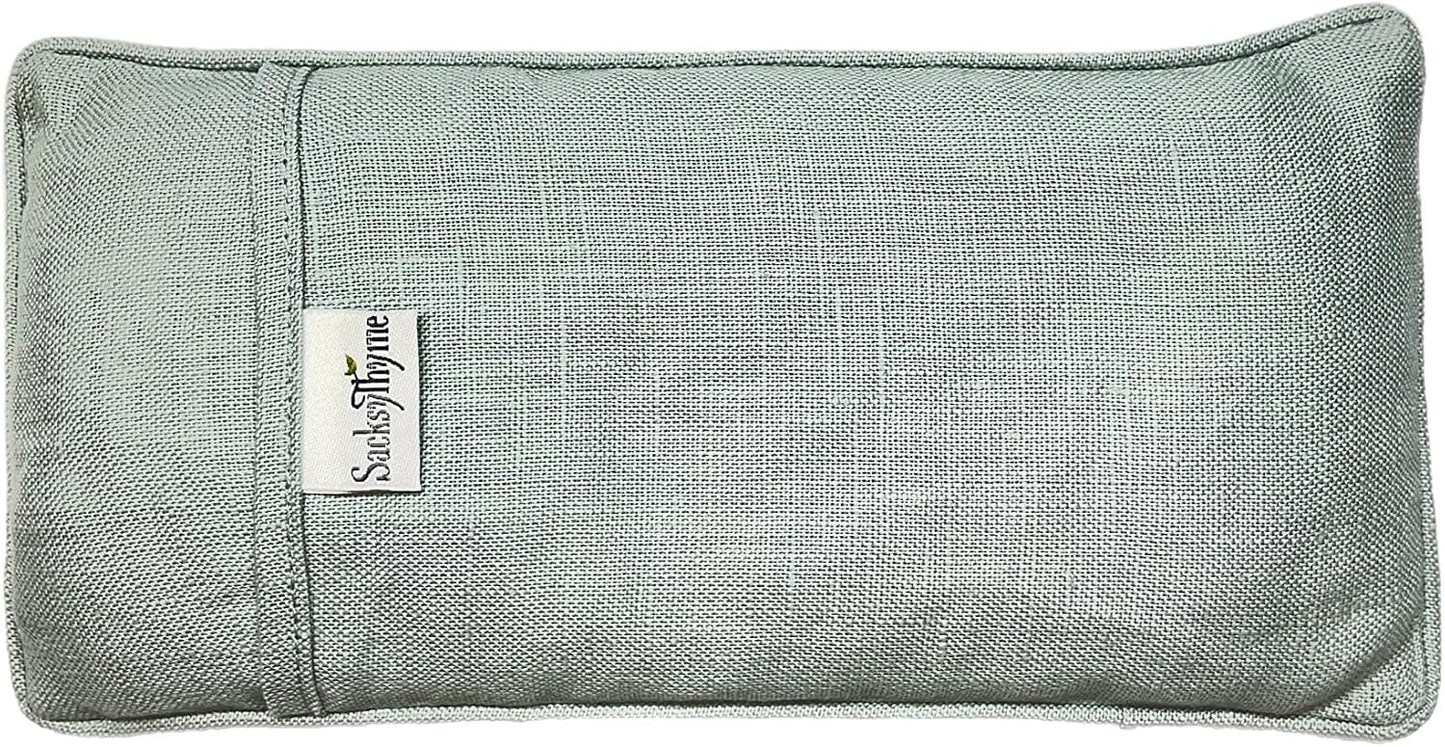 Sacksy Thyme Organic Linen Eye Pillow - Lavender & Flaxseed for Relaxation, Yoga, Stress Relief - Microwavable Heating Pad & Cool Compress - Made in USA - Gifts for Meditation