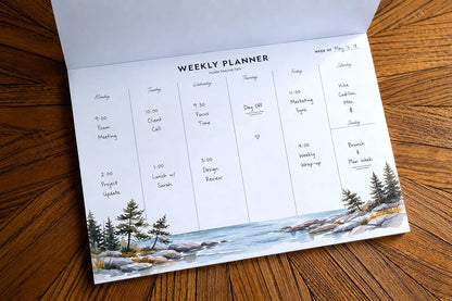 Weekly Planner Tear-Off Pad 8.5" x 5.5" – Landscape Weekly Desk Planner – 52 National Parks Designs – 52 Sheets – 100 GSM Paper – Undated Minimalist Organizer