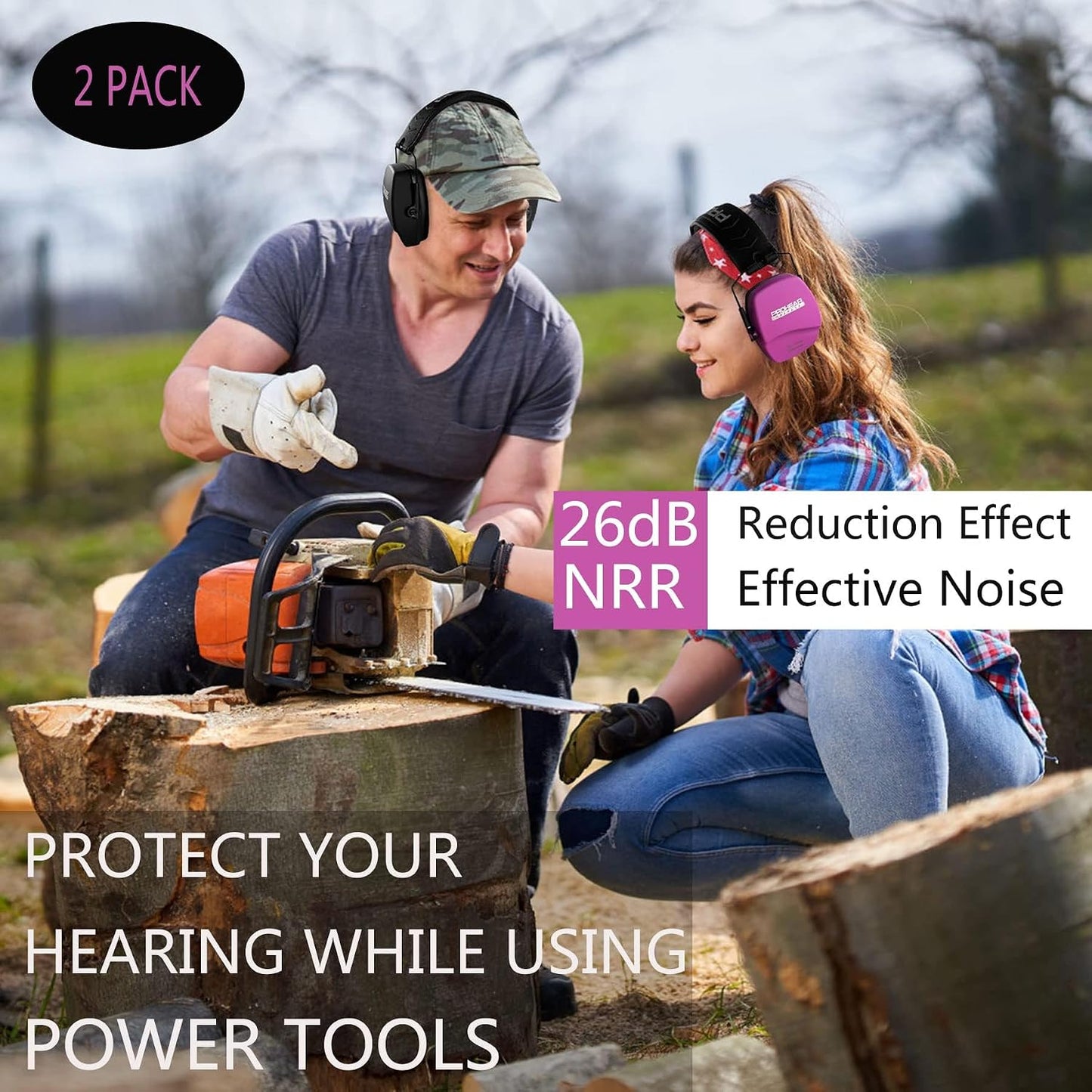 PROHEAR 016 Shooting Ear Protection Earmuffs 2 Pack, NRR 26dB for Gun Range, Hunting -Black and Green