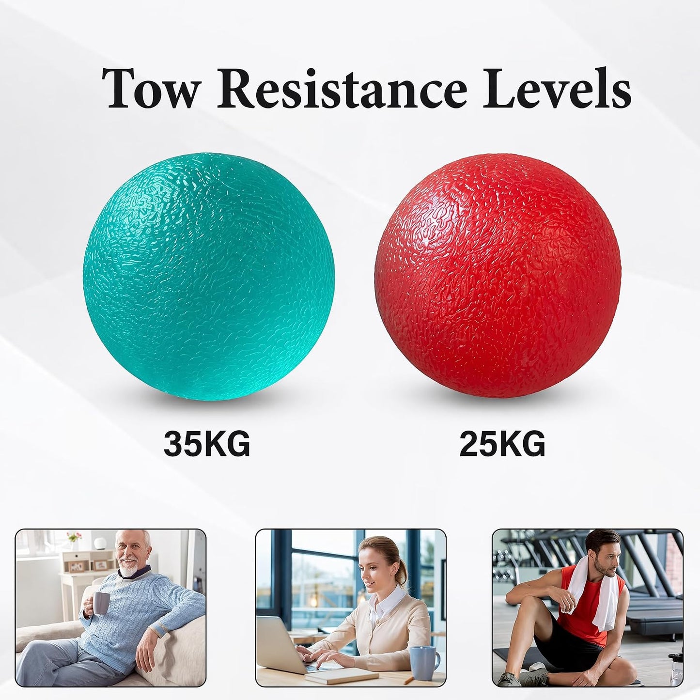 Stress Balls for Adult, Resistance Levels Hand Exercisers for Strength, Hand Strengthening Devices,Squeeze Balls for Hand Therapy,Exercise Squeeze Squishy Wrist Ball, Grip Strength Trainer