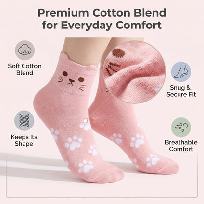 Eurzom 10 Pairs Socks Womens Crew Elastic Ankle Length Cotton Socks Aesthetic Cute Lightweight Low Cut Gifts for Women - Colors B