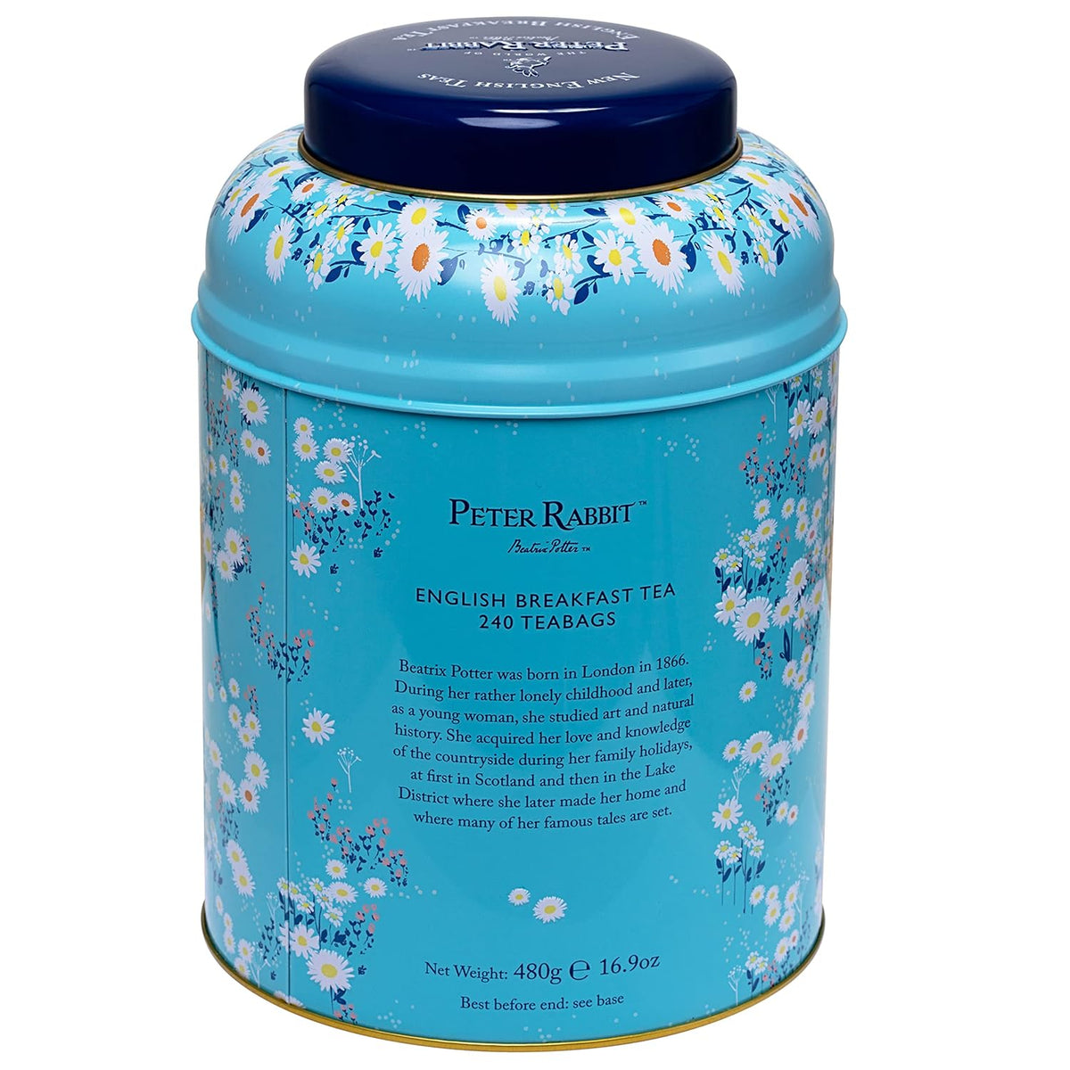 New English Teas Peter Rabbit Tea Tin with 240 Breakfast Tea Bags - Daises