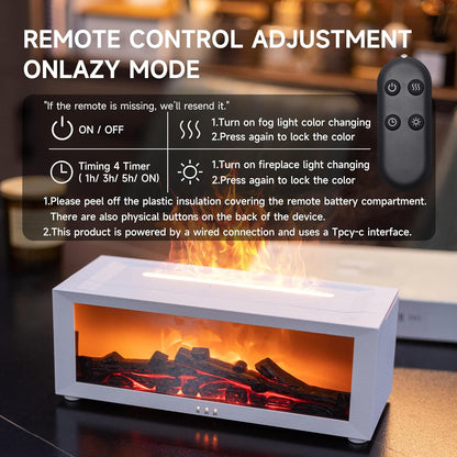 TMEHM Fireplace Flame Air Diffuser Humidifier,7 Colors Aromatherapy Essential Oil Diffuser,Ultrasonic Aroma Humidifier with Timer for Home,Bedroom,Office,Yoga (Black)