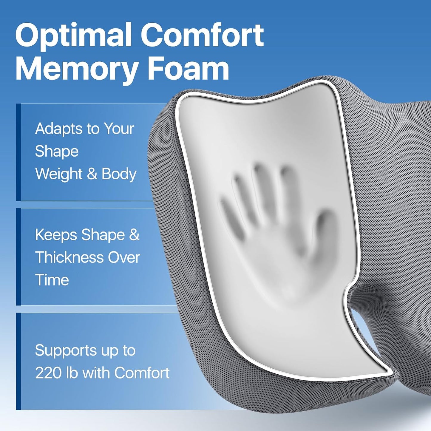 CJACSOC Seat Cushion, Extra Large Memory Foam Cushion for Office Chair Cushions, Ergonomic Cushions Pad Pillow for Pressure Relief Sciatica & Pain Relief for Long Sitting