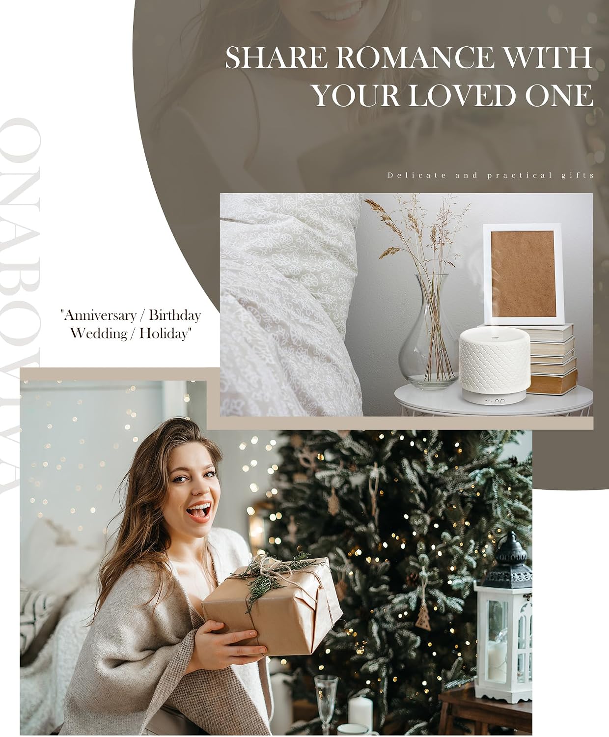 Essential Oil Diffuser - 280ml Ceramic Diffuser for Large Room & Commercial Use, 2.4MHz Aromatherapy Diffuser with Cool Mist Humidifier & Night Light, Ideal for Bedroom, Office, Yoga, Spa, Gifts