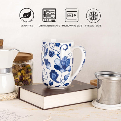 GBhome Tea Mug with Infuser and Lid, 18 Ounce Large Ceramic Loose Leaf Cup, Microwave, Dishwasher Safe, Perfect for Tea Lovers