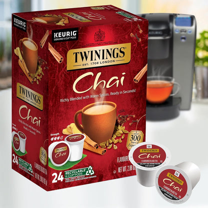 Twinings Pure Peppermint Herbal Tea K-Cup Pods for Keurig, 24 Count (Pack of 1), Made with 100% Pure Peppermint, Naturally Caffeine-Free, Enjoy Hot or Iced